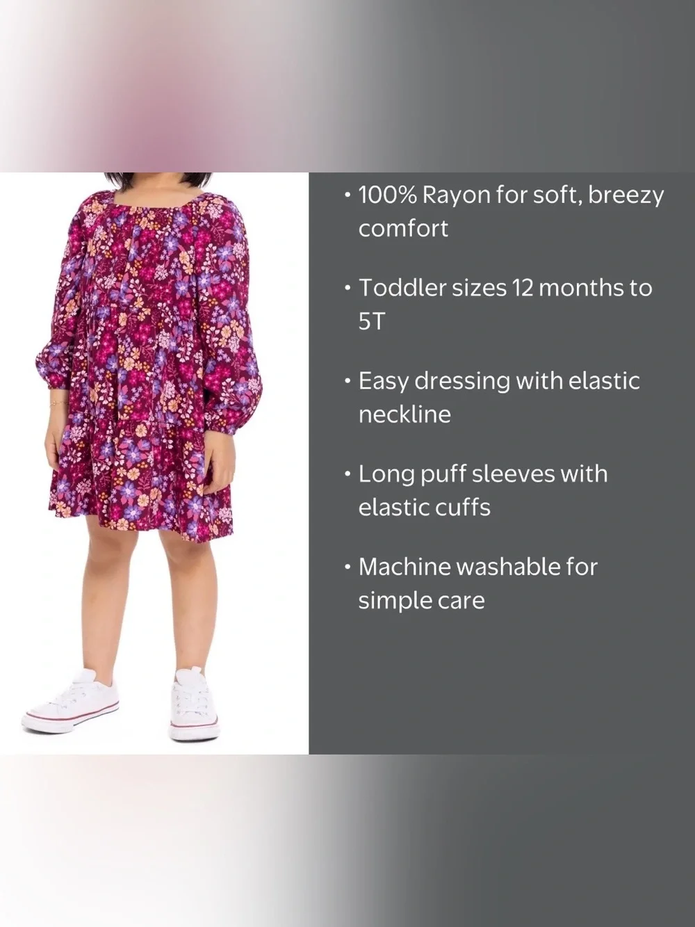 Wonder Nation Girls 2T Purple Floral Play Dress Boho Fall Fairy Cottagecore